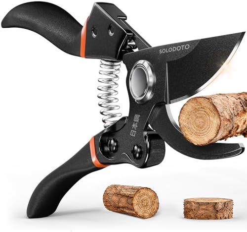 SOLODOTO Bypass Garden Secateurs with Japanese SK5 Blade, Precision Ground for Clean Cuts, Pruning Shears Optimised Leverage Effortless Cutting, Heavy Duty Garden Pruners for Roses, Branches & Plants