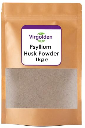 Psyllium Husk Powder 1kg by Virgolden - Natural Psyllium Seed Powder, for Mixed with Water, Beverages, & Juices, Vegetarian & Vegan