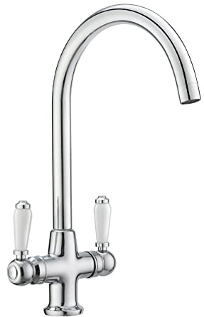 JASSFERRY Traditional Kitchen Sink Mixer Tap Twin Lever Quarter Turn Ceramic Handle