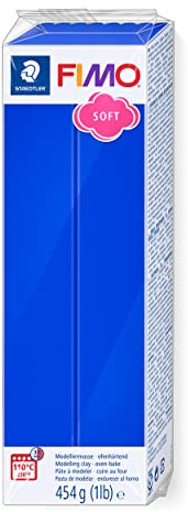 Staedtler 8021-33 FIMO soft ofenhärtende Modelliermasse, Großblock 454g (1 lb), brillantblau