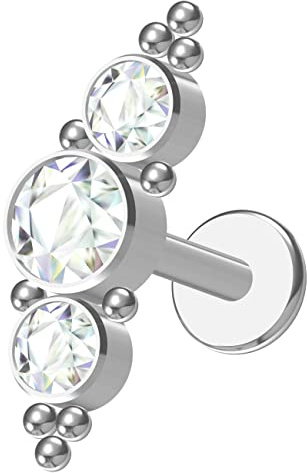 NewkeepsR Titan 1.2mm Innengewinde Zirkonia Crescent Lünette Cluster Gem Top Knorpel Labret Stud