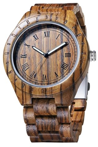 RORIOS Moda Reloj de Madera Reloj de Hombre Analógico Cuarzo Relojes Madera Reloj de Pulsera Natural De Madera del Reloj
