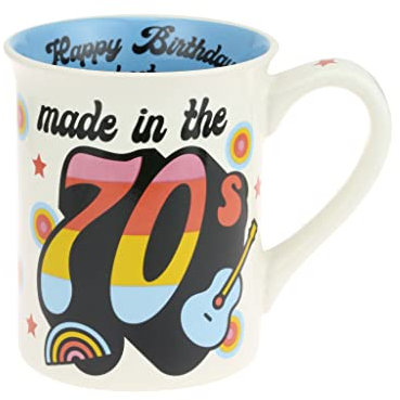Enesco Our Name is Mud Decades Happy Birthday Made in The 70s Coffee Mug, 16 Ounce, Multicolor