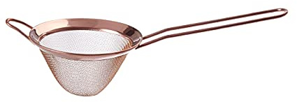 Premier Housewares Rose Gold Finish Pointed Sieve Tea Strainer Sieve Fine Mesh Kitchen Flour Metal 10 x 8 x 24
