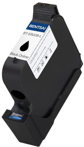 BENTSAI EB22B EB22BL Cartouche d'encre noire à séchage rapide 2,5 cm pour imprimante à jet d'encre portable B35 B85 pour impression sur plastique, métal, bois, aluminium, verre et plus encore