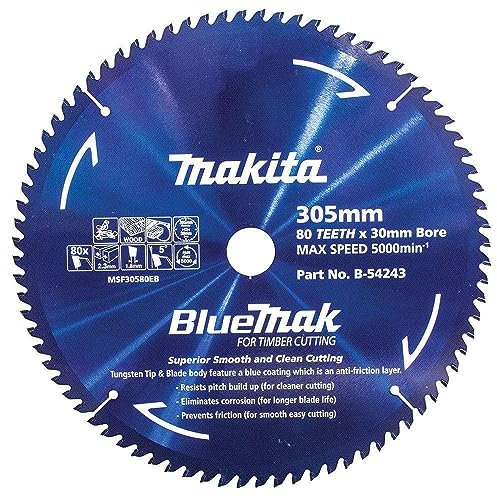 Makita Bluemak TCT Kreissägeblatt, 305 mm Blattdurchmesser x 30/25,4 Bohrungsdurchmesser x 80 Zähne