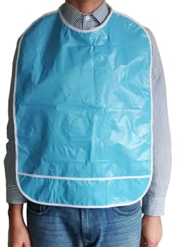 Glove Club Ltd | Adult Bib | Waterproof Dining Adult Bibs | Disabled Elderly adult bibs for Women Men Mealtime Bib | Washable Reusable Disabled Elderly Aid Clothing Protector (40cmx60cm/Blue)