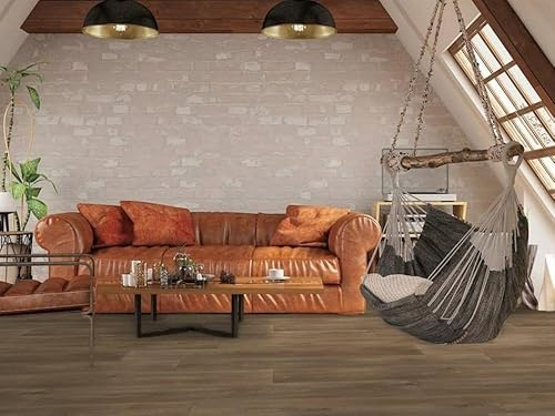 PVC Bodenbelag Vinylboden in schlichter Holz Art braun, Zuschnitt (2m breit / 5m lang)