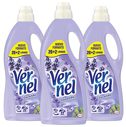 Vernel Lavendel Weichspüler verdünnt für Maschinenwäsche duftend frischer Duft weiche und flauschige Kleidung – 3 Flaschen à 1,45 Liter