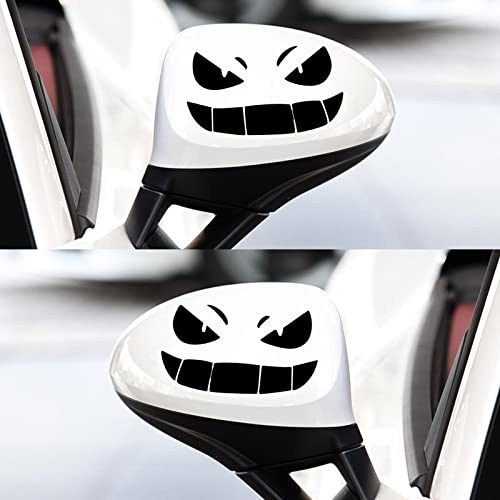Lustige rückspiegel aufkleber, 2 Pcs Lustige Aufkleber für Auto Autodekoration Aufkleber Monster Lächelndes Gesicht Auto Aufkleber für Auto Dekoration Aufklebers (schwarz)