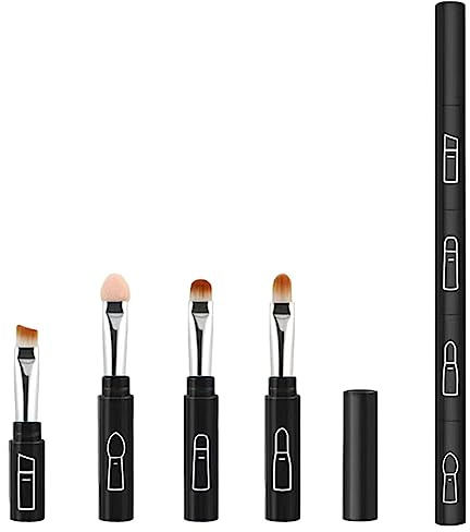 Ensemble de pinceaux de maquillage 4 en 1 - Ensemble de pinceaux de maquillage portables - Pinceau à fond de teint amovible - Pinceau à lèvres et blush - Pinceau de voyage doux pour mariage,