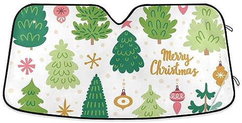Auto-Sonnenschutz, Motiv: Weihnachtsbäume, faltbar, UV-Visier, hält das Fahrzeug kühl, Frontscheibenabdeckung für SUV, Jeep, LKW, 144,8 x 80 cm (groß)