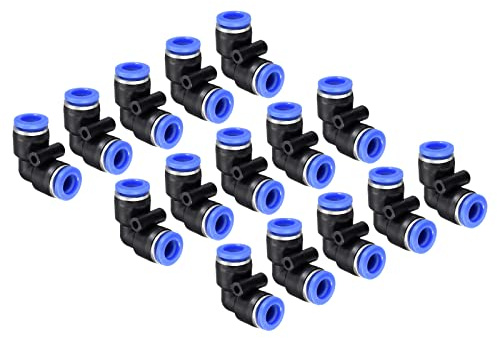 M METERXITY Winkel Push für Verbinden Rohr Anschluss 8mm AD Blau 15 Pack | Pneumatisch Luft Push Schnell Verbinden Anwenden Rohr Verbindung