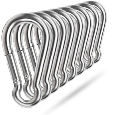 Ekunbuy Karabinerhaken aus 304 Edelstahl,federbelasteter Karabinerhaken | Carabiner,Federklammern, Feuerwehr-Karabiner, Schnalle, Seilverbinder für Camping, Wandern,Zughilfen