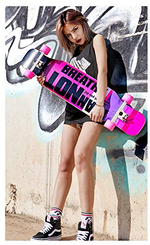 RajoNN Longboard Cruiser Skateboard Komplettes 7-Lagen-Deck 42 x8,9 Skateboard Longboards aus Ahornholz für Erwachsene Teenager Jugendliche Anfänger Mädchen Jungen, für Cruising