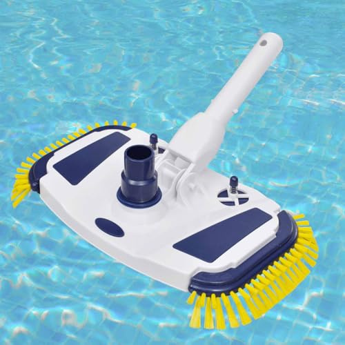 Gecheer Pool Bodensauger Bodensaugbürste Poolreiniger Bürste Pool-Bodensaugerbürste 350 x 200 mm Mit 2 Saugventilen, 7 unteren und 2 seitlichen Bürsten,Schlauchanschluss: 32/38 mm