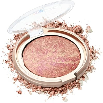 Baked Blush Puder Rot Gold Schimmer, Multi-Purpose Rouge Make Up Palette | Hochpigmentiert Langlebig Rouge Puder, Feines Pulver, Buildable Glow Blush für Verschiedene Hauttypen, 1 x 14 g, Ziegelrot