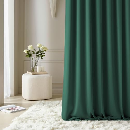 ROOM99 Vorhang mit Kräuselband Aura 140 x 280 cm Breite x Höhe Schiebegardinen Modern Curtain Wohnzimmer Schlafzimmer Flaschengrün, 1 Stück