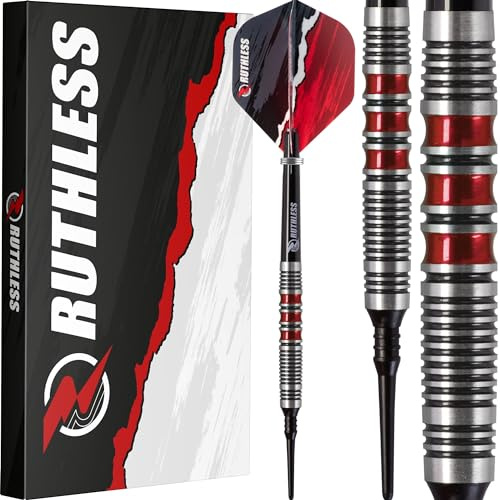 RUTHLESS Juego de dardos Red Falcon, dardos de tungsteno de punta suave, color rojo, 18 g