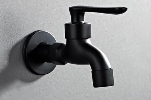 Badezimmer Schwarz Einzel Kaltwasserhahn Wand Waschmaschine Einzelhahn Kaltwasserhahn Garten Schwarz Wasserhahn,A short