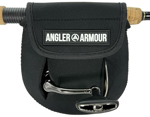 Angler Armour spinnrulle skydd, skydd för fiskerullar, neopren rullskydd, spinnrulle ärm, spinnrulle fodral, skyddande hylsa, passar 1000, 2000, 3000, spinnrulle, Svart, M, Grundläggande