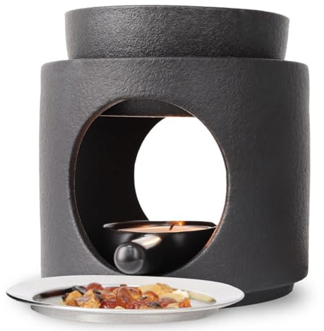 Yeerockal Räucherstövchen Duftlampe 2 in 1 mit Seib and Schale für Aromatherapie und Dekoration (Schwarz)