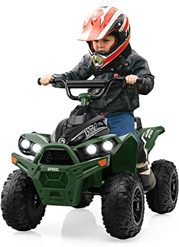 RELAX4LIFE Macchina Elettrica per Bambini, Veicolo a Batteria 12V con Luci LED, 2 Velocità, Clacson, Musica, Sedile Ampio, Veicolo Giocattolo a 4 Ruote per Bambini e Bambine 3 Anni + (VERDE)