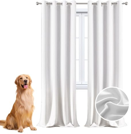 WUXXIANG 100% Rideau Occultant 2 Pièces 140 x 170 cm Isolant Phonique et Thermique, Rideaux Occultants pour Chambre et Salon, avec Noir Doublure, pour Chambre Fenêtre, Blanc