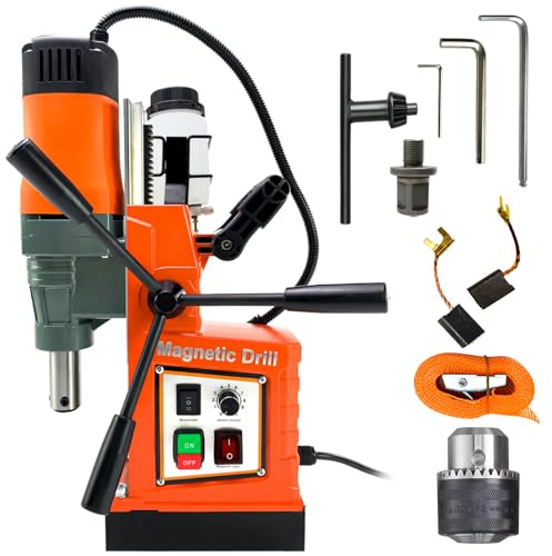 1550W Magnetic Drill Press, 3102lbf/13800N Mag Drill Press, Coring/Tapping/Drilling Machine, 760RPM Muti-Purpose Magnetic Core Drilling Machine with 2 Boring Diameter for Metal Surface