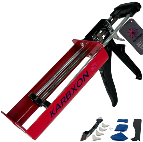 KARBXON – KBX100R-Dual Cartridge Epoxy Gun. 400 mL / 13 oz, 13:1 Thrust Ratio, 1:1 Dual Component Mix Cartridges (Epoxy, Acrylic, Urethane). Professional 2 Part Epoxy Gun