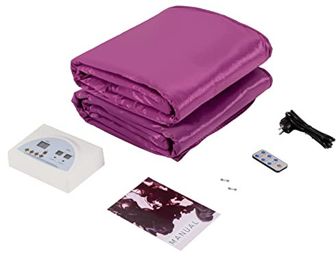 Couverture de sauna infrarouge, 650 W, 35-80 °C, portable, brûle les graisses, thérapie thermique, avec télécommande, violet, 180 x 80 cm