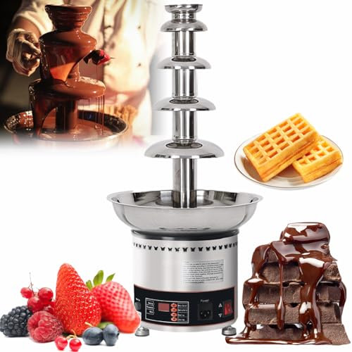 Macchina per Fontana di Cioccolato di Grande capacità, Macchina per fondere a Cascata per fonduta in Acciaio Inossidabile con Fontana di Cioccolato elettrica a 4/5/6/7 Livelli, Controllo della