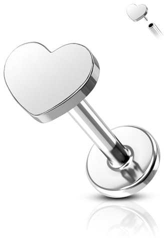Agrewd Minimalistische Herz Stern Blitz Knorpel Ohrstecker G23 Massives Titan Vorwärts Helix Tragus Ohrringe Flache Rückseite Innengewinde 16G Lippe Labret Medusa Piercing Schmuck für Frauen
