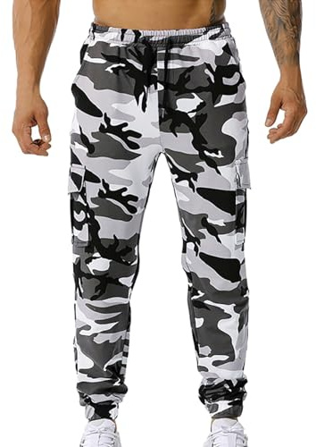 Foweknow Pantalones de chándal para hombre con camuflaje, pantalones de entrenamiento militares, camuflaje deportivo, pantalones para exteriores, sudoración, pantalones de moda, cintura elástica