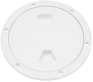 Briny River 1PC Blanc de 6 Pouces Couvercle de Trappe d'inspection de Bateau Capuchon de Trappe de Pont Rond avec Plaque de Couverture Amovible Trous Pré-percés pour Bateau Marin Yacht