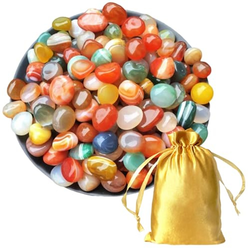 Zyiphor 500g Pietre Preziose Pietre Semipreziose Naturali Miscelate In Diverse Dimensioni 15-20mm Pietres Burattate per Decorazione Gioielli DIY Caccia al Tesoro Cristalloterapia con Sacchetto Tessuto