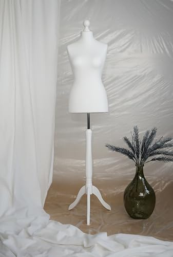 AILANT Manichino sartoriale donna, manichino da sarta femminile, Rivestimento bianco (White wood, S 40)