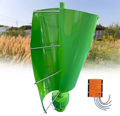Aerogenerador Vertical Turbina Eólica 16000W Sin Ruido Generador de turbina eólica Vertical, Aerogenerador de levitación magnética con Controlador MPPT para Molino de Viento Verde(Green,12V)