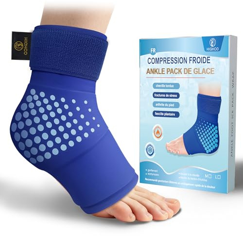 highco Poche de Glace Cheville Réutilisable, Chevillère de Cryothérapie Chaud Froid pour Entorse de la Cheville, Tendinite d'Achille, Gonflement Convient aux pieds gauche et droit (1 pièce, taille L)