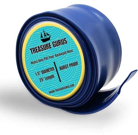Heavy Duty Pool Backwash Hose 25 FT - Lay Flat Drain Tube for Swimming Pool Pump, Filter Cleaning, Sump Discharge, Flexible Water Waste Line for Above Ground Pools, Backwash Tools - 1.5 Diameter Blue