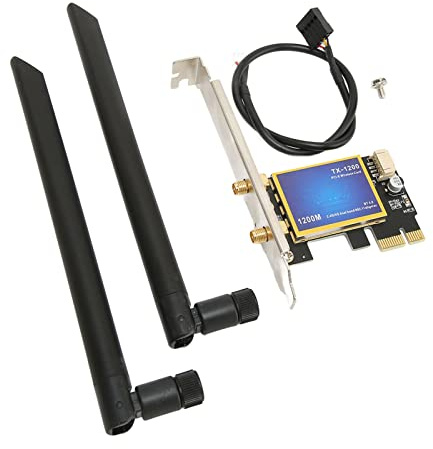 SHUAIGUO Adattatore di Schede di Rete a Doppia Banda da 1200 Mbps - PCI Express 1x BT4.0 per PC, WiFi Ad Alta velocità da 2,4 GHz/5GHz, Ottimizzato per i Giochi e lo Streaming