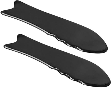 POPETPOP 2 St Gua Sha-verktyg i Oxhorn Fiskformad Massageplatta för Ansikte och Kropp Hållbar och Ergonomisk Skrapa för Spa och Hemmabruk