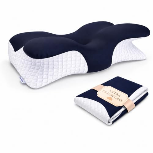 Echelon Comfort Ergonomic Memory Foam Pillow for Neck and Shoulder Pain — Orthopaedic Cervical Contour Pillow for Side, Back & Front Sleepers | Neck Support Pillow with 2 Pillowcases Included