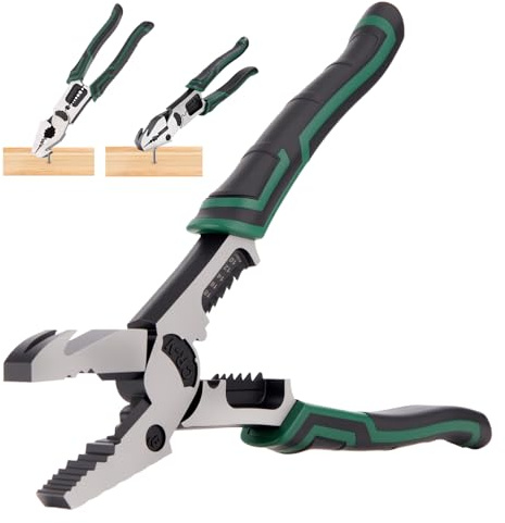 Heavy Duty Lineman Pliers,7-in-1 Multi-Tool with Wire Cutter, Crimper,Stripper & Nail Puller | 9CRV Steel Combination Pliers for Gripping, Cutting, Stripping, Hammering | Multipurpose Hand Tools