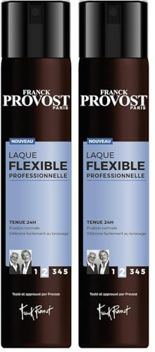 FRANCK PROVOST - Laque Flexible Professionnelle - Tenue 24h - Fixation Normale - Fini Naturel Non Gras, Non Collant Et Sans Résidu - S'élimine Facilement Au Brossage - 300ml (Lot de 2)