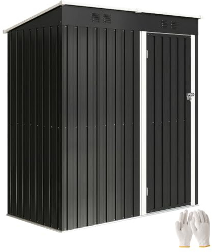 Outsunny Abri de Jardin en Métal 1,37m² 163x90x179cm Adossable Gris Foncé