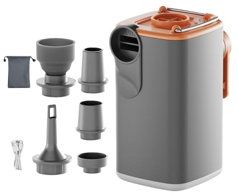 Luftpump för uppblåsbara artiklar | Uppladdningsbar uppblåsare med campingljus och 5 munstycken | Uppladdningsbar mini-luftpump – för madrass som flyter hem resor sport strand väg utomhus