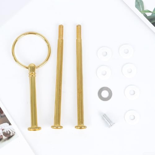 Alzata per torte a 2 piani in lega di zinco dorata per supporto per dessert nuziale 23,5 cm (oro 3 strati)
