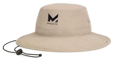 MISSION Cooling Bucket Hat for Men & Women, UPF 50 Sun Protection, 3” Wide Brim, Adjustable Strap, Evaporative Cooling Technology When Wet, Great for Summer, Outdoors, Fishing, Camping Khaki