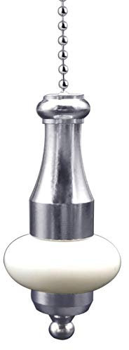 NewZC Light Pull Chain Extension with 100 cm Long Ball Chain Connector - Bathroom Toilet Ceiling Light Fan Switch/Blind Pull Cords Handle Replacement with White Chrome Pull Cords End Rubber